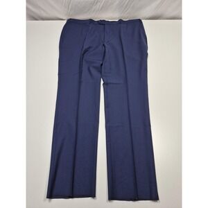Giles & Jasper Pants Mens 45x30 Blue Wool Stretch Flat Front Straight